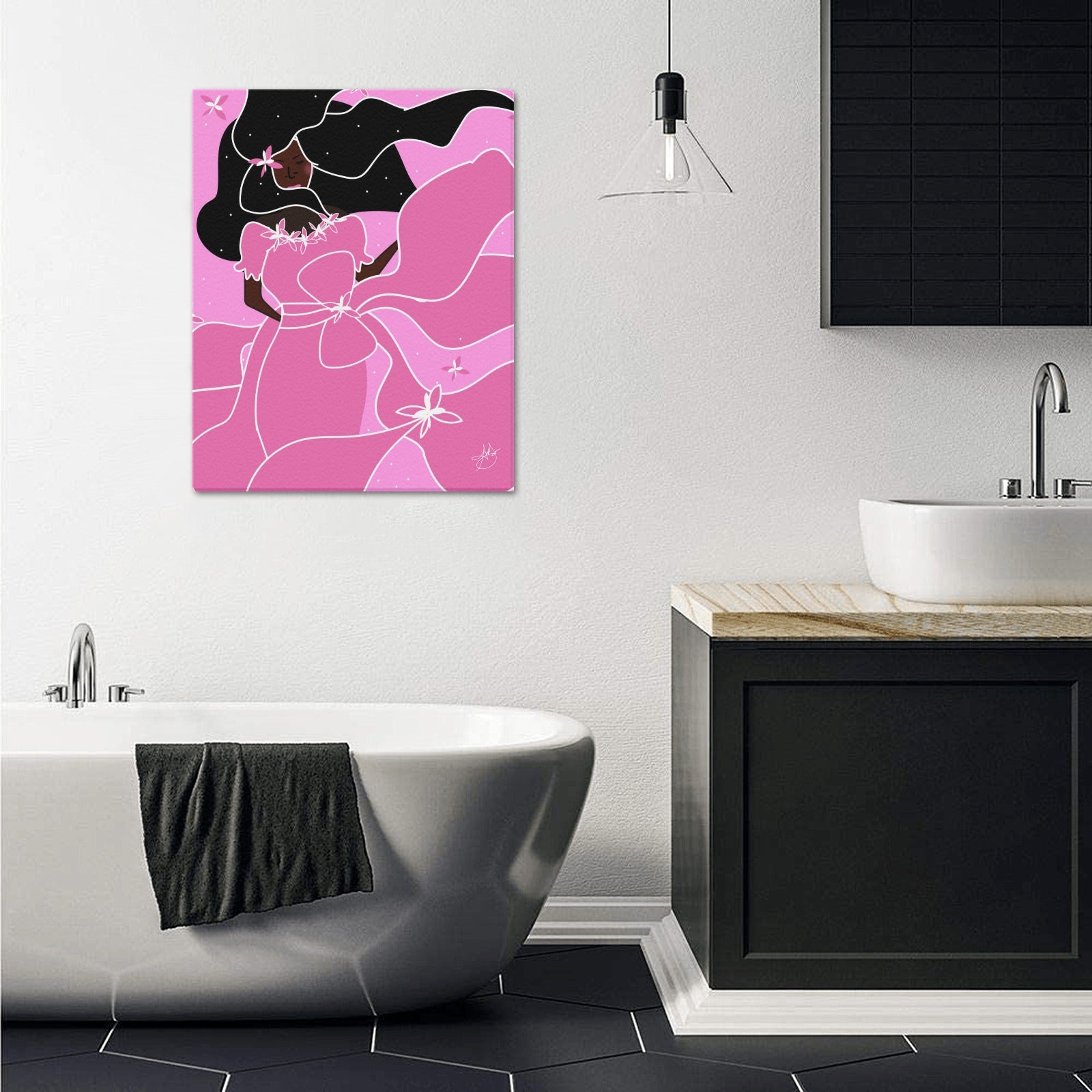 (Custom Order) AMMA JO ARTWORK COCOA ROSE Office Print 16 X 20 Frame Canvas Print 16"x20"