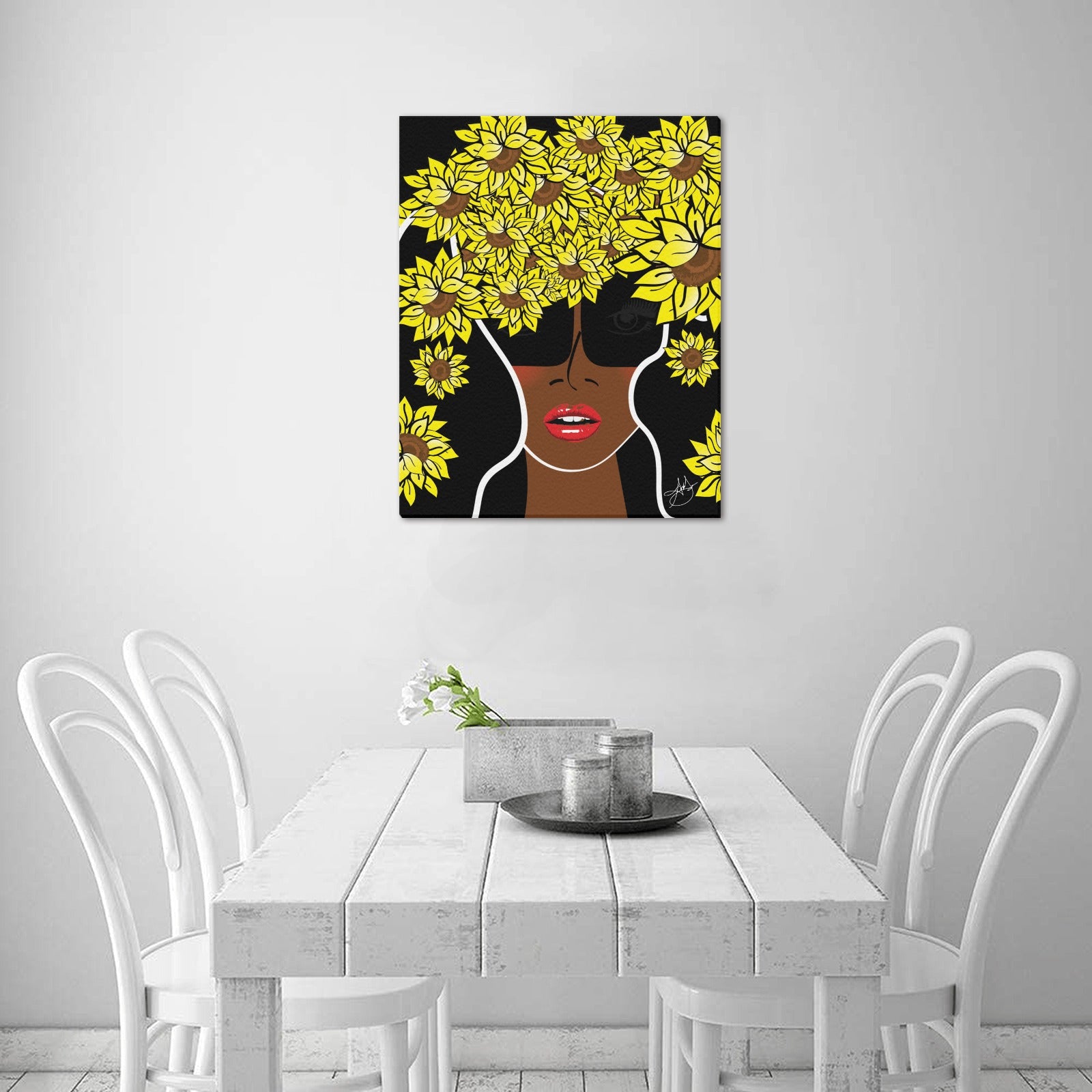 (Custom Order) AMMA JO COCOA SUNFLOWER OFFICE ARTWORK Canvas Print 16"x20"