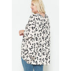 Dolman Sleeve Cardigan with White Leopard Print