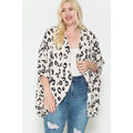 Dolman Sleeve Cardigan with White Leopard Print