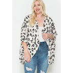 Dolman Sleeve Cardigan with White Leopard Print